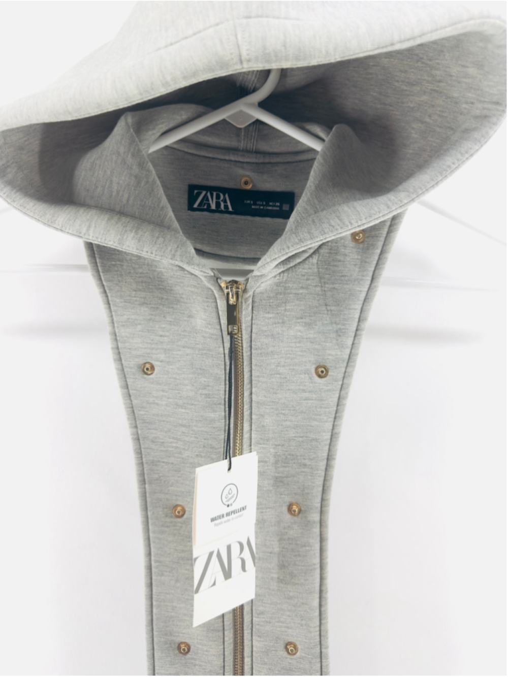 NWT ZARA Gray Hoodie Dickey HOODED SWEATSHIRT Vest WOMENS S - Picture 3 of 6